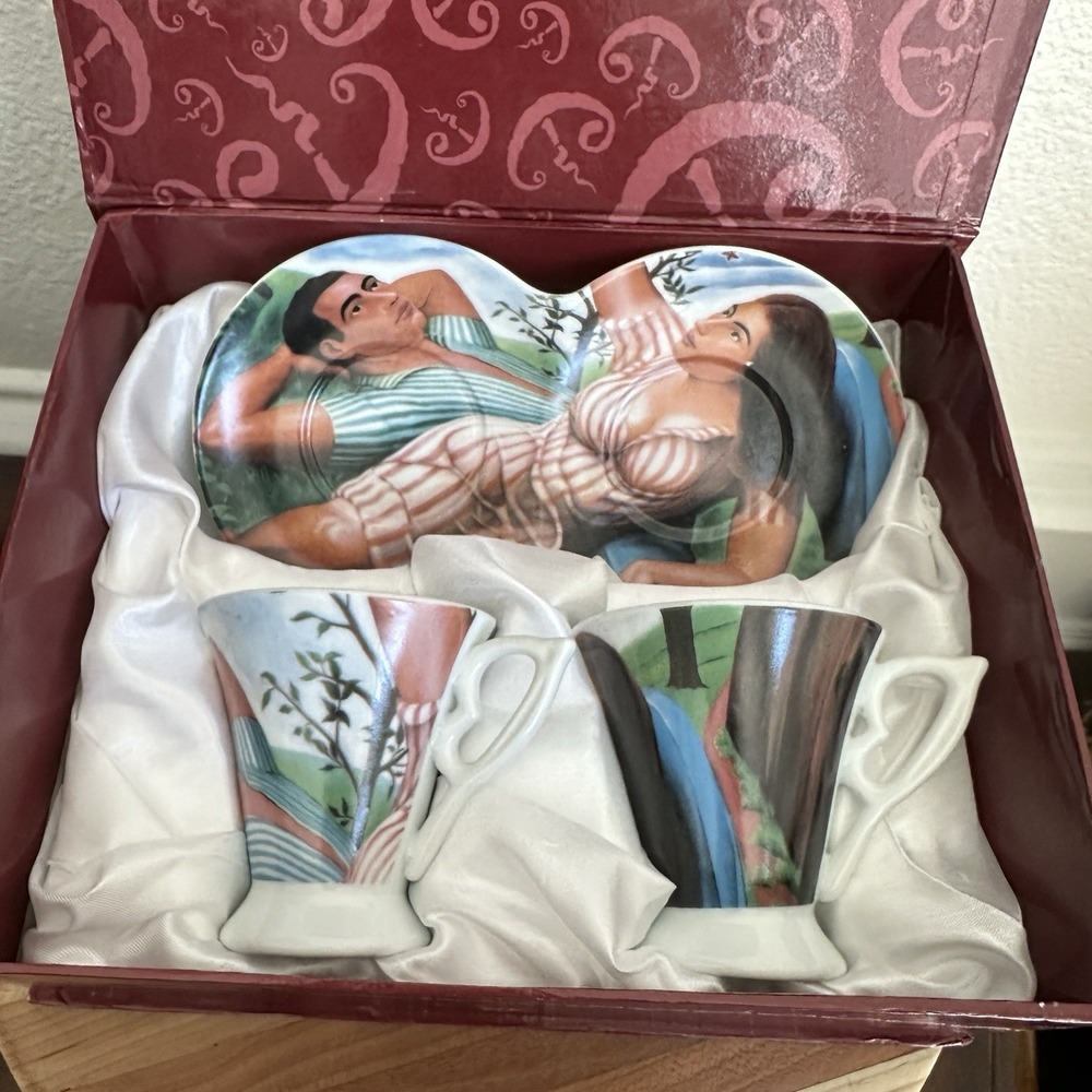 Jorge Arche Arte Casa Collection Espresso Cups‎ Saucer Set Multicolor Box Signed